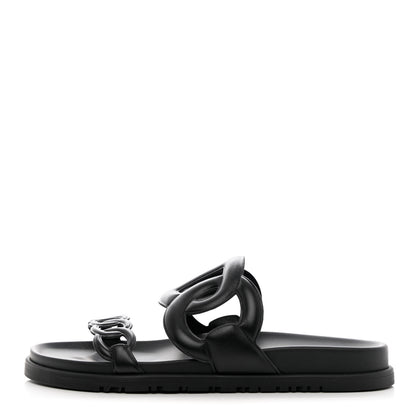 Hermes Nappa Womens Extra Sandals 38.5 Black 1 of 9