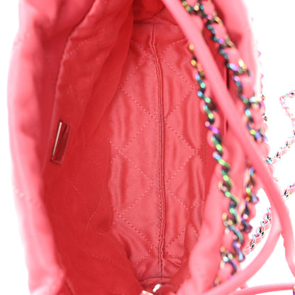 Chanel Shiny Calfskin Quilted Rainbow Metal Mini Chanel 22 Coral Pink 5 of 10