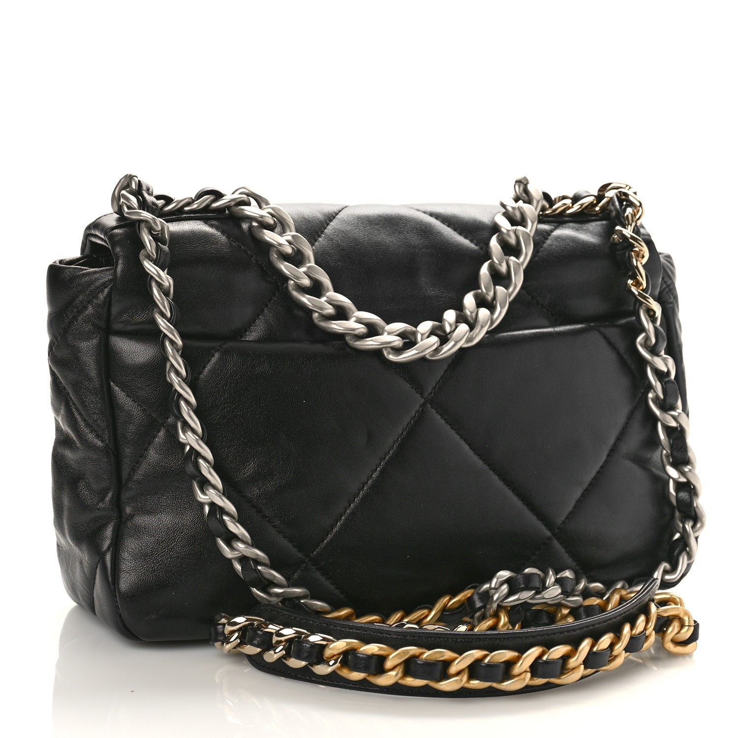 Chanel Shiny Goatskin Quilted Medium Chanel 19 Flap Black 3 of 9