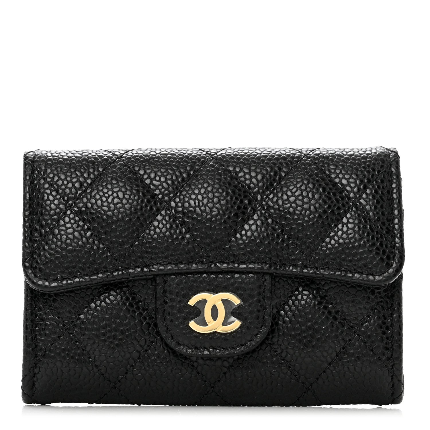Chanel Caviar Quilted Flap Card Holder Wallet Black 1 of 8