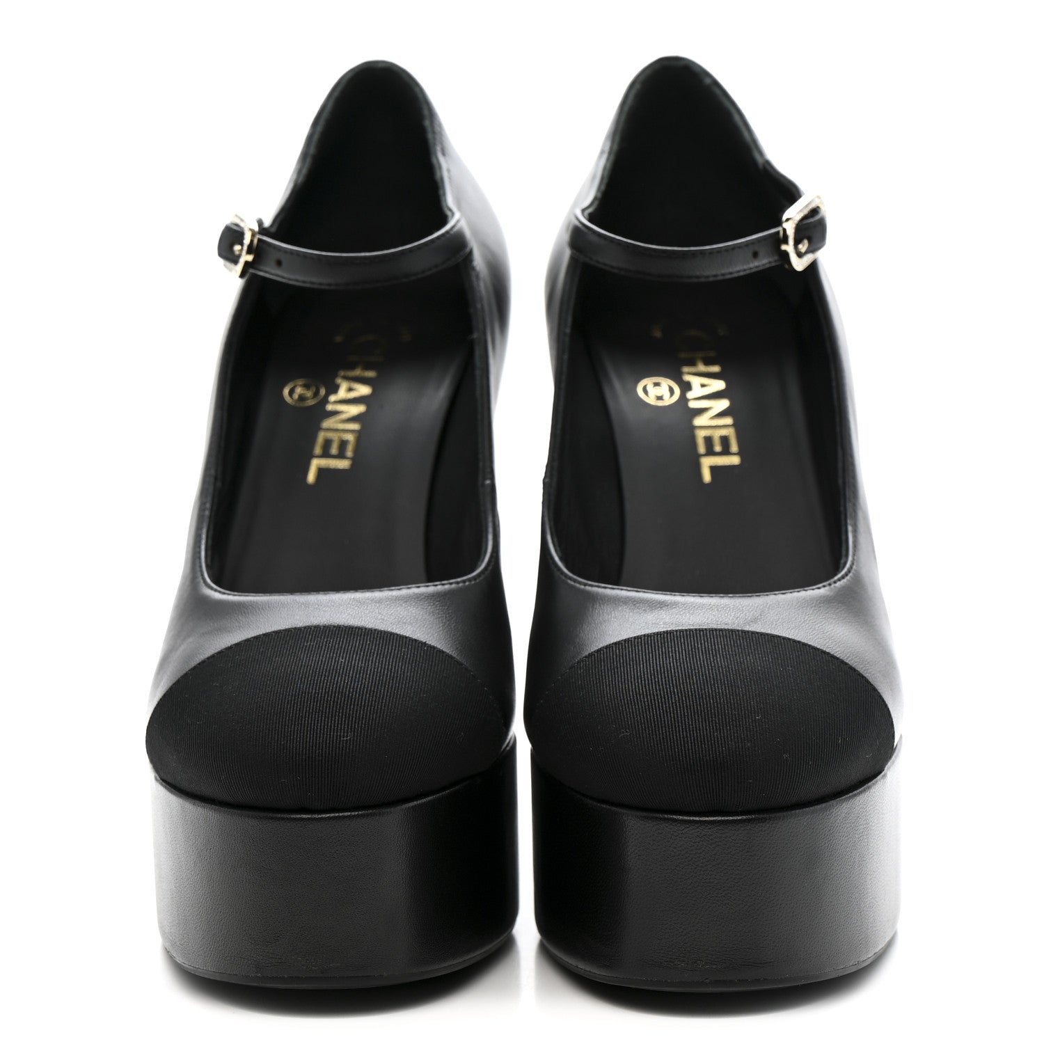 Chanel Lambskin Grosgrain Mary Jane Platform Pumps 38.5 Black 3 of 11