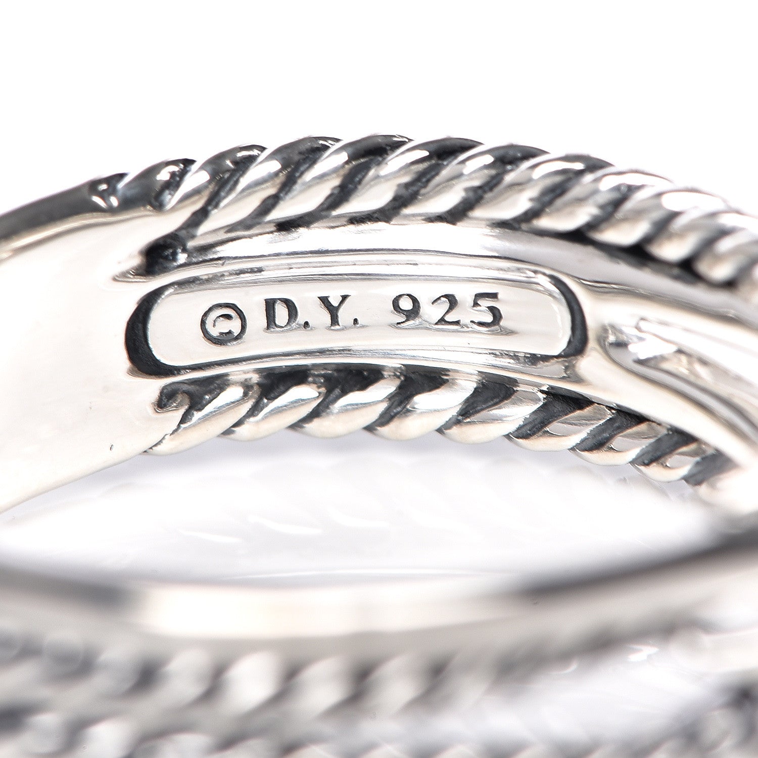 David Yurman Sterling Silver Diamond X Crossover Ring 54 6.75 5 of 5