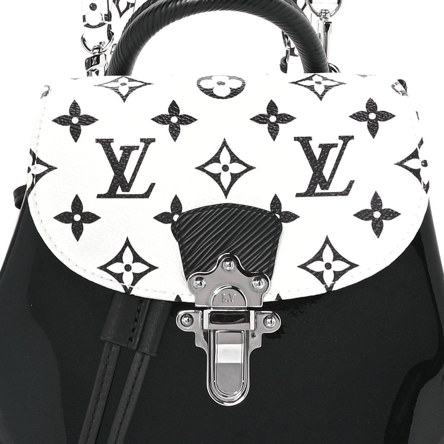 Patent Monogram Hot Springs Backpack Black White
