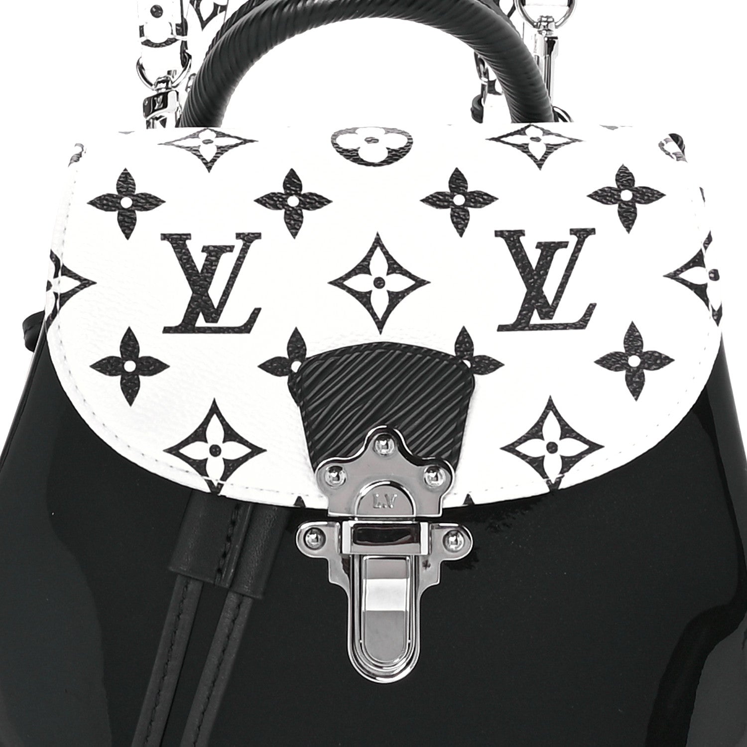 Louis Vuitton Patent Monogram Hot Springs Backpack Black White 8 of 10