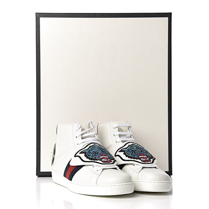 Gucci Calfskin Ayers Embroidered Web Mens Ace Removable Patches High Top Sneakers 11 White 9 of 9