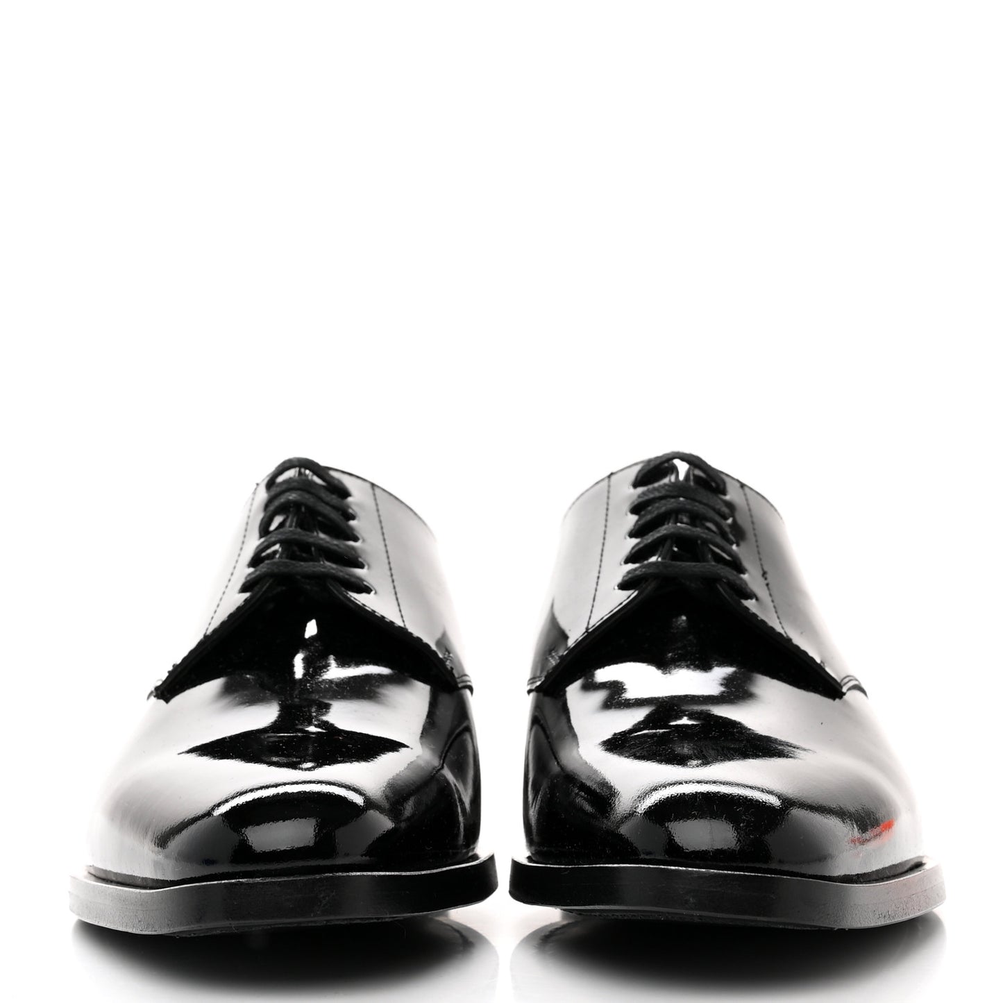 Patent Calfskin Mens Derby Lace Up Shoes 36.5 Black