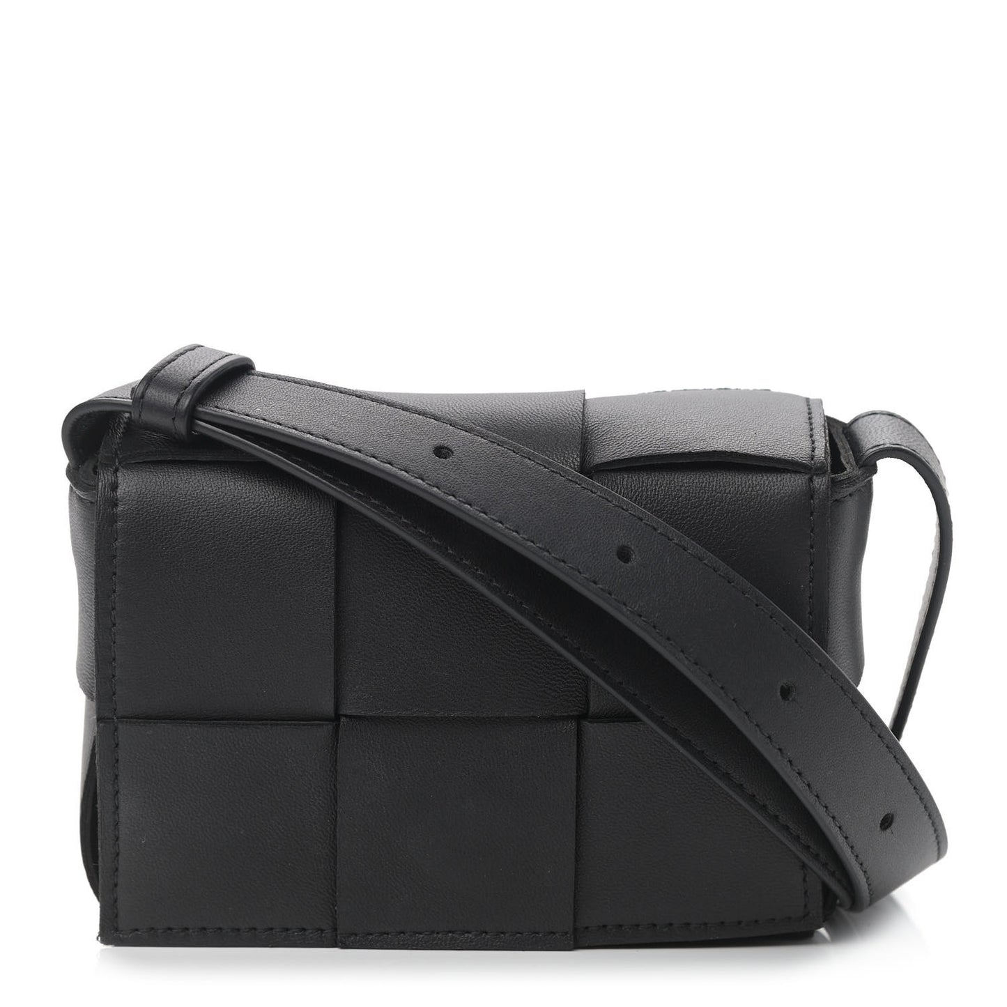 Lambskin Maxi Intrecciato Extra Mini Cassette Crossbody Bag Black