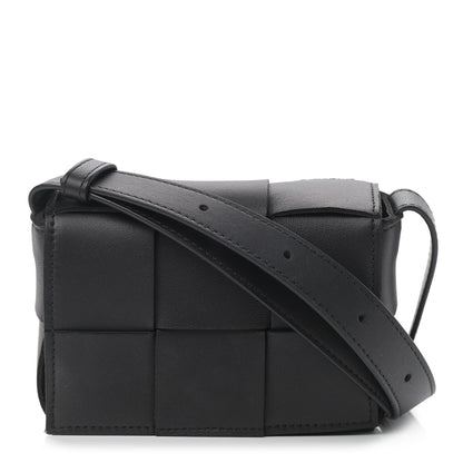 Bottega Veneta Lambskin Maxi Intrecciato Extra Mini Cassette Crossbody Bag Black 1 of 9