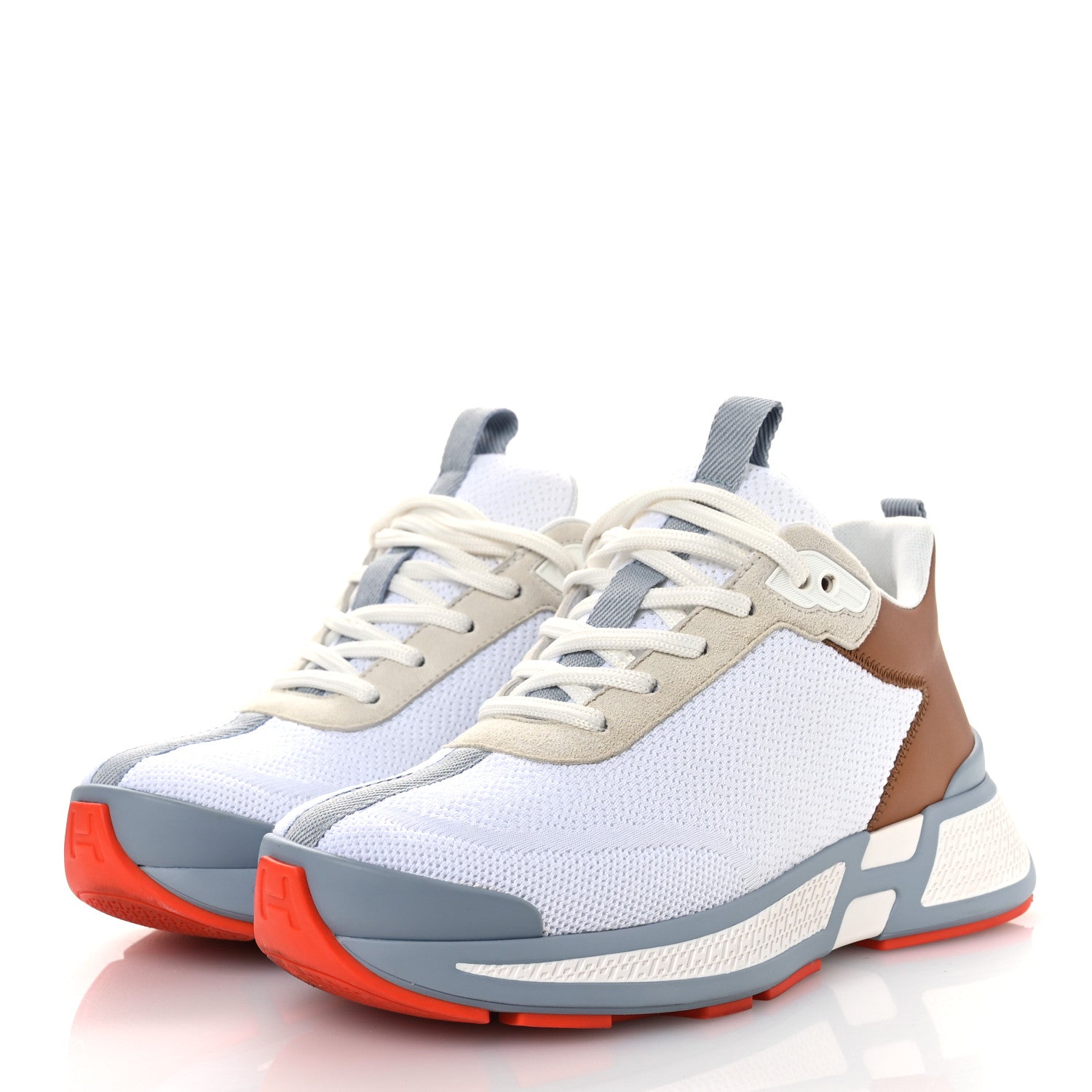 Hermes Technical Knit Suede Heros Sneakers 37 White Naturel 4 of 11