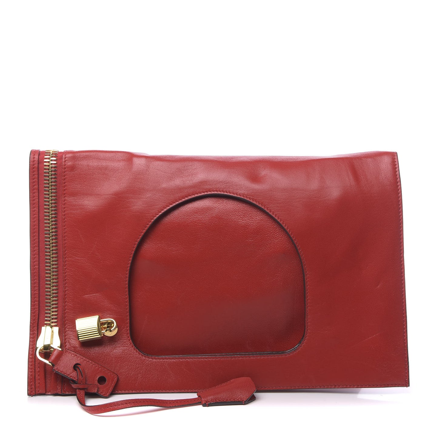 Ramskin Large Alix Padlock Zip Shoulder Bag Flame Red