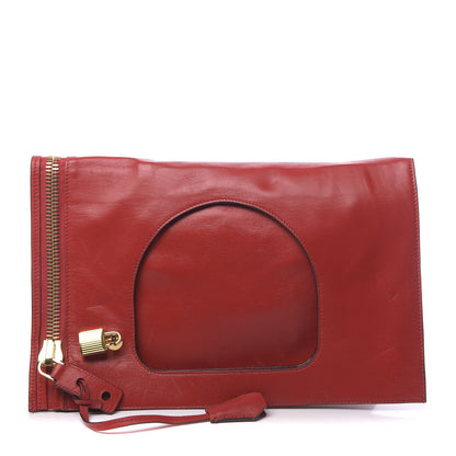 Tom Ford Ramskin Large Alix Padlock Zip Shoulder Bag Flame Red 1 of 14