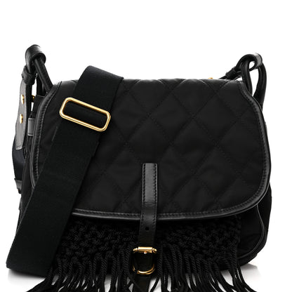 Prada Tessuto Nylon Quilted Corsaire Hunting Bag Black 7 of 10