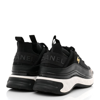 Chanel Velvet Calfskin Mixed Fibers CC Sneakers 38 Black 4 of 9