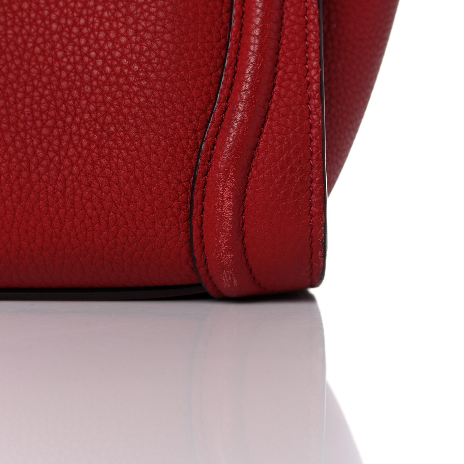 Celine Drummed Calfskin Nano Luggage Red 17 of 27