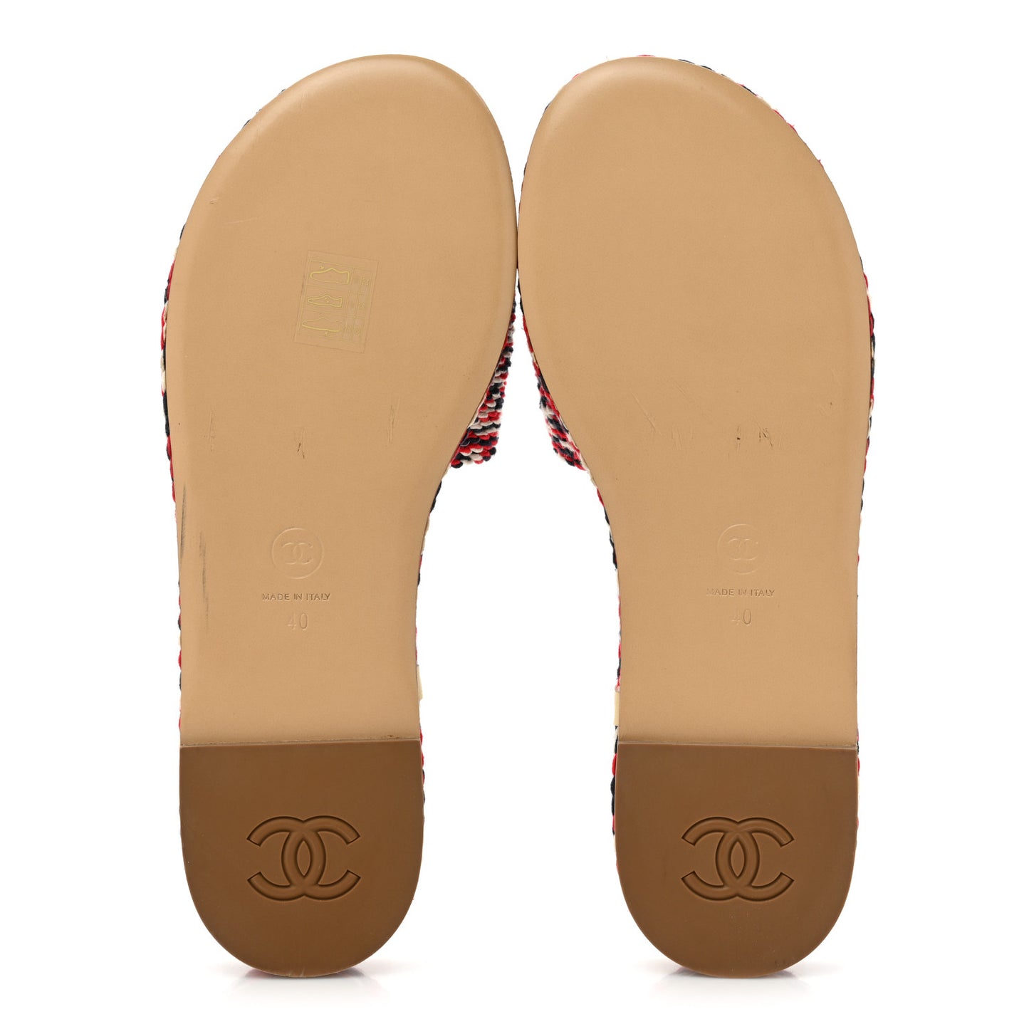 Cord CC Espadrille Slip On Sandals 40 Red Blue White