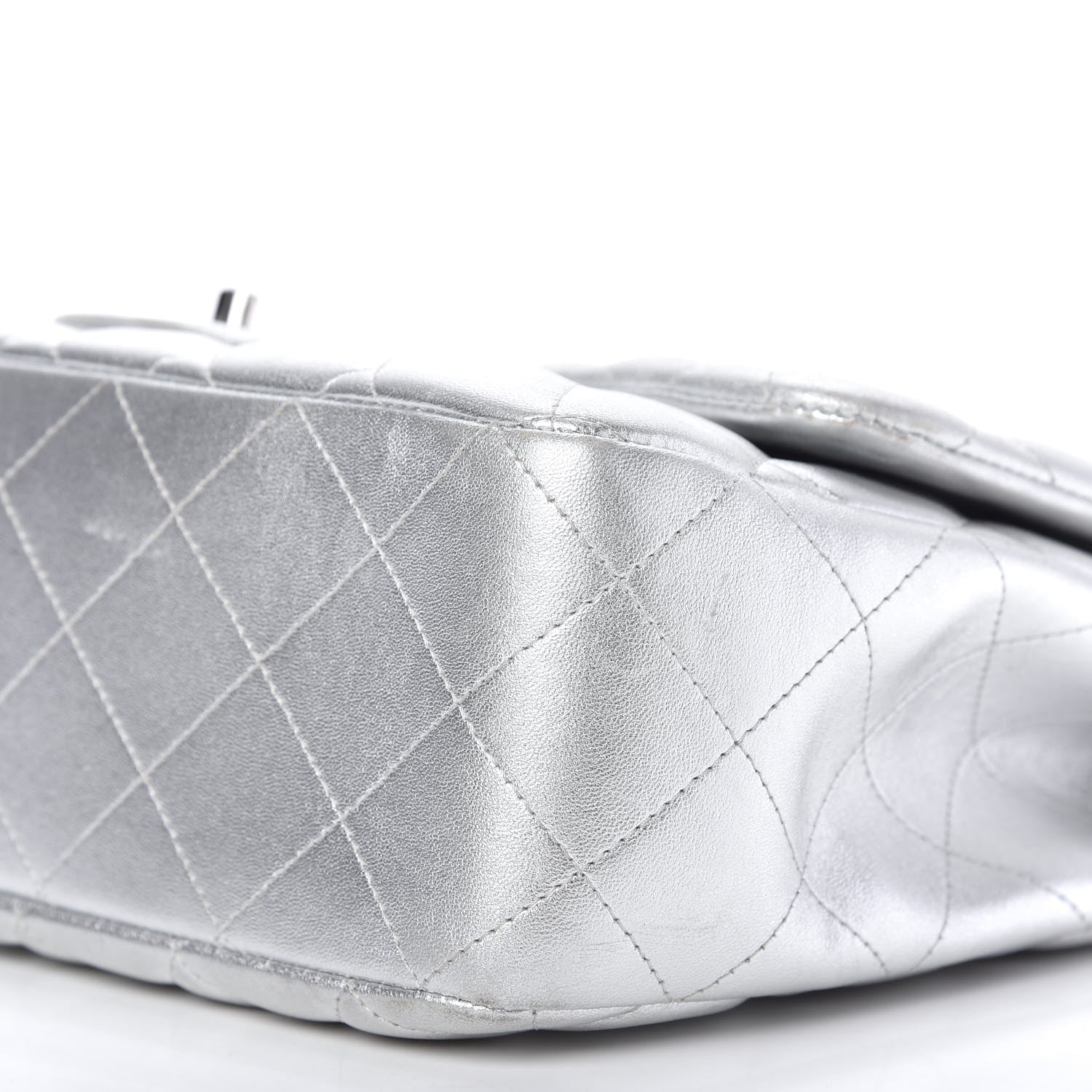 Chanel Metallic Lambskin Quilted Jumbo Single Flap Silver 7 of 10