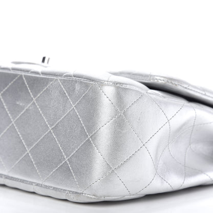 Chanel Metallic Lambskin Quilted Jumbo Single Flap Silver 7 of 10