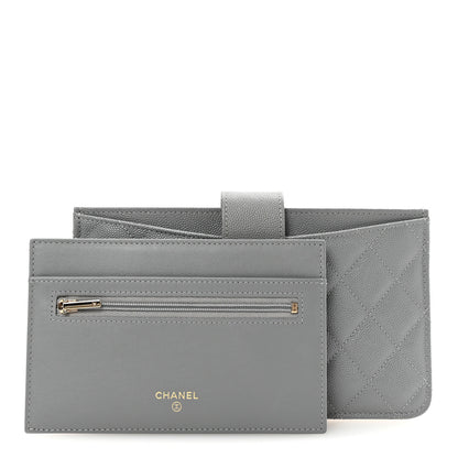 Chanel Caviar Quilted Classic Strap Pouch Grey 3 of 9