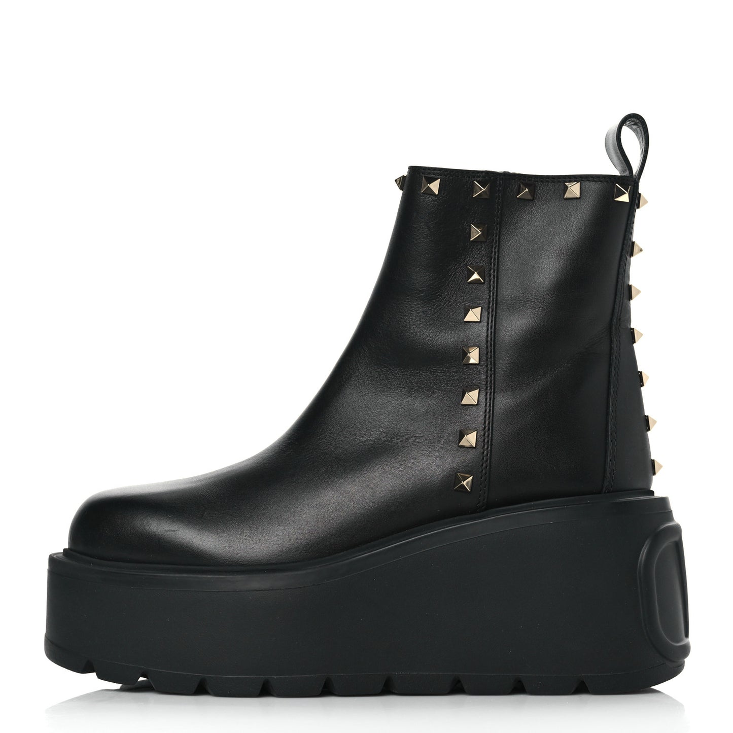 Calfskin Rockstud VLOGO Uniqueform Chelsea 55/85mm Flatform Ankle Boots 39 Black