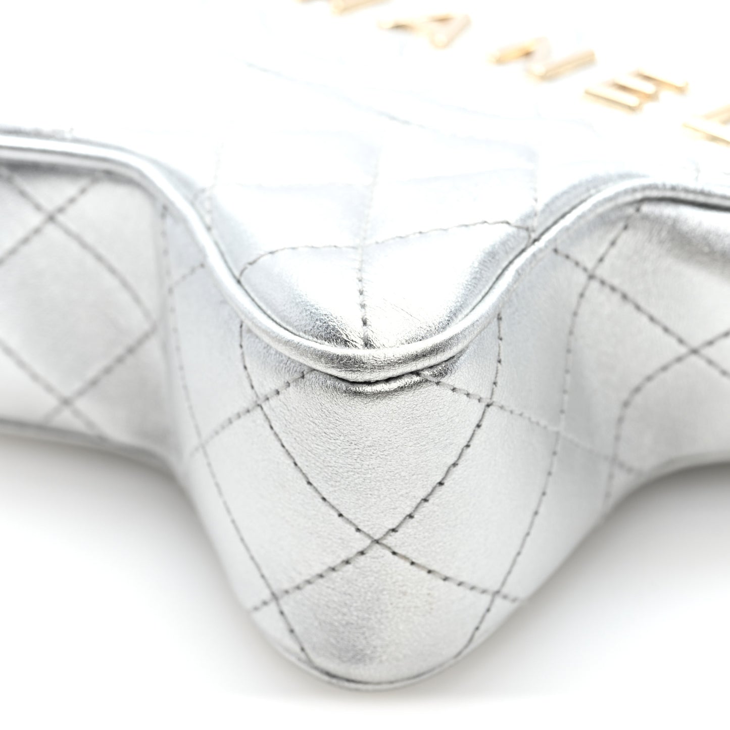 Metallic Lambskin Walk Of Fame Bag Silver