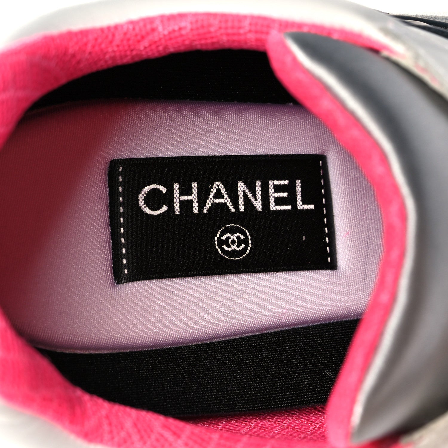 Chanel Calfskin Fabric Sneakers 41 White Silver Fluo Pink 6 of 9