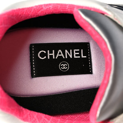 Chanel Calfskin Fabric Sneakers 41 White Silver Fluo Pink 6 of 9