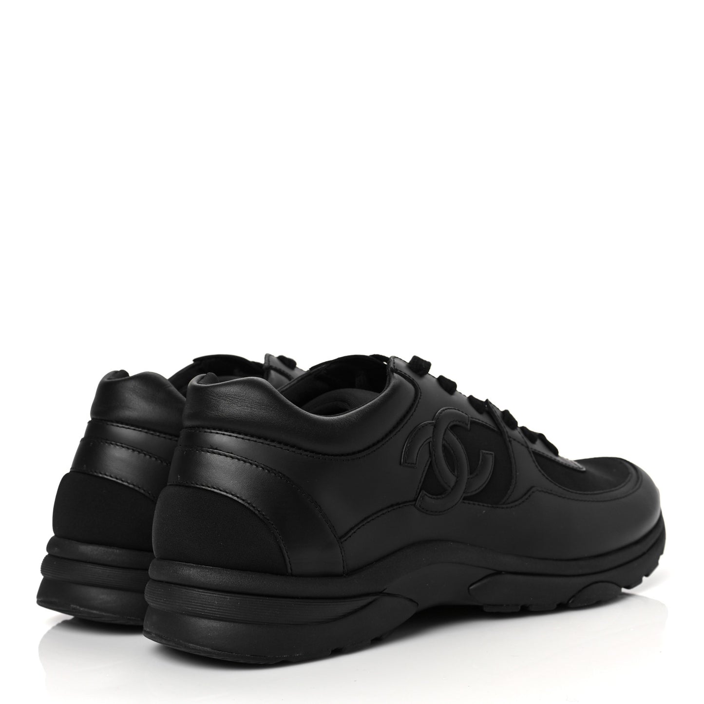 Fabric Calfskin Suede Mens CC Sneakers 45 Black