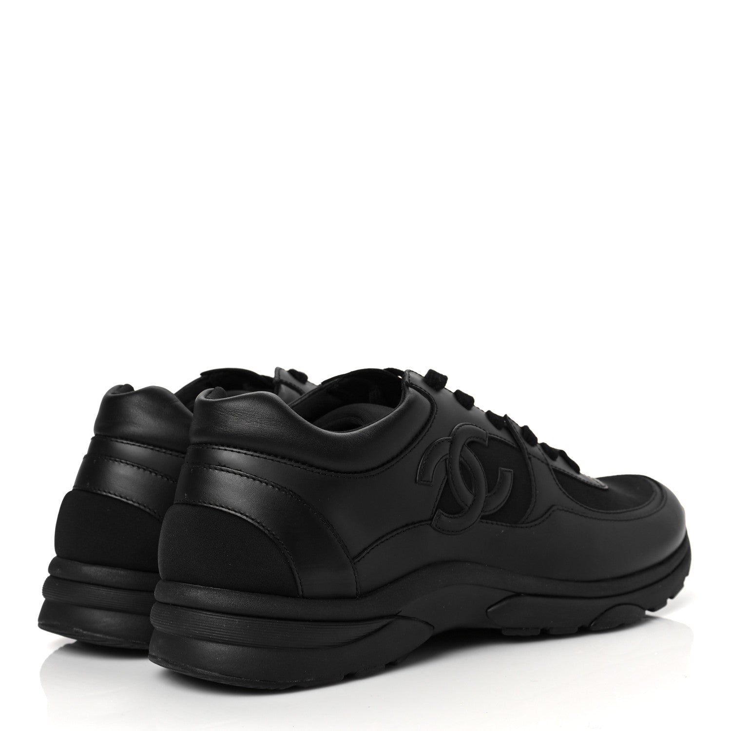 Chanel Fabric Calfskin Suede Mens CC Sneakers 45 Black 4 of 6