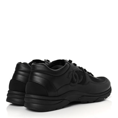 Chanel Fabric Calfskin Suede Mens CC Sneakers 45 Black 4 of 6