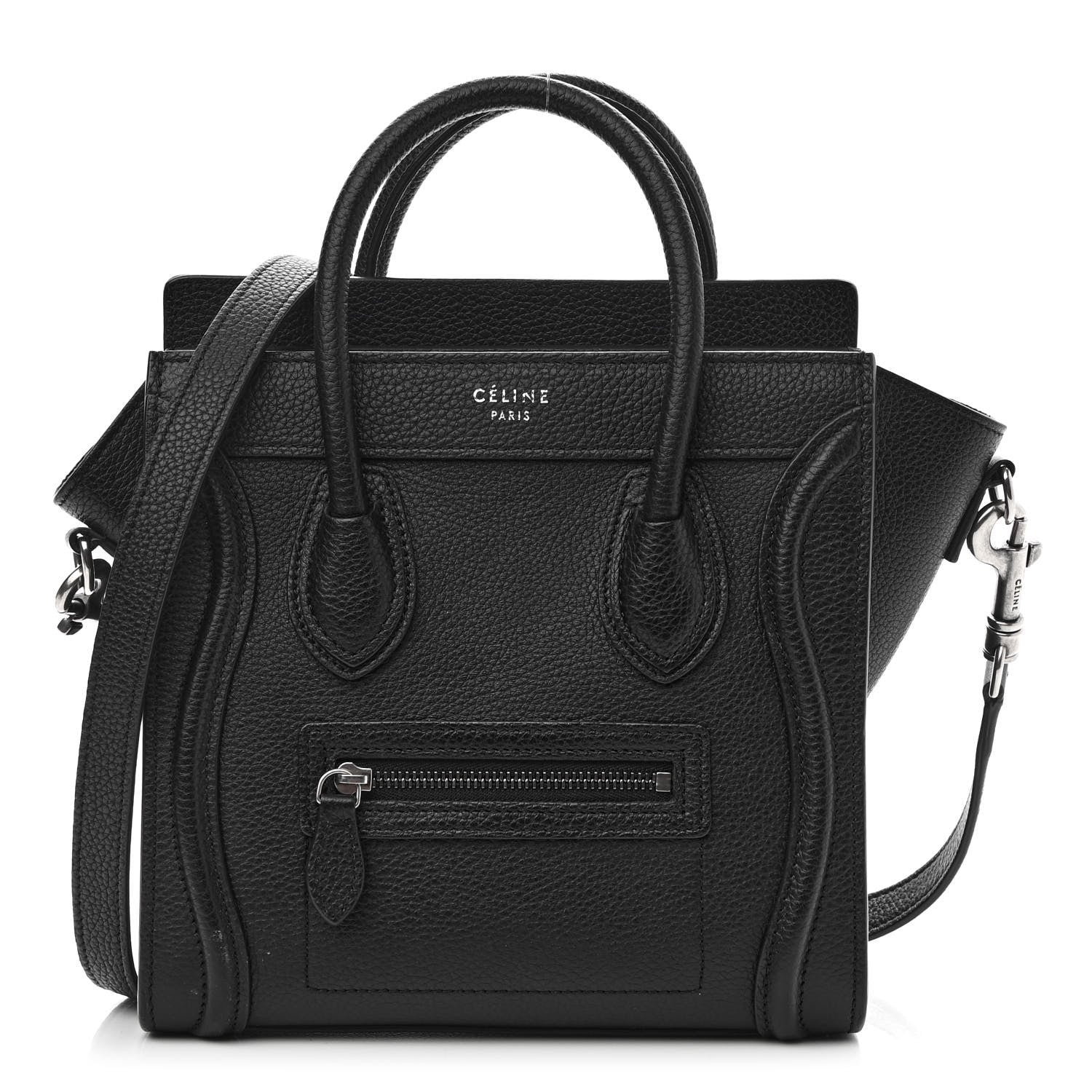 Celine Drummed Calfskin Nano Luggage Black 1 of 9
