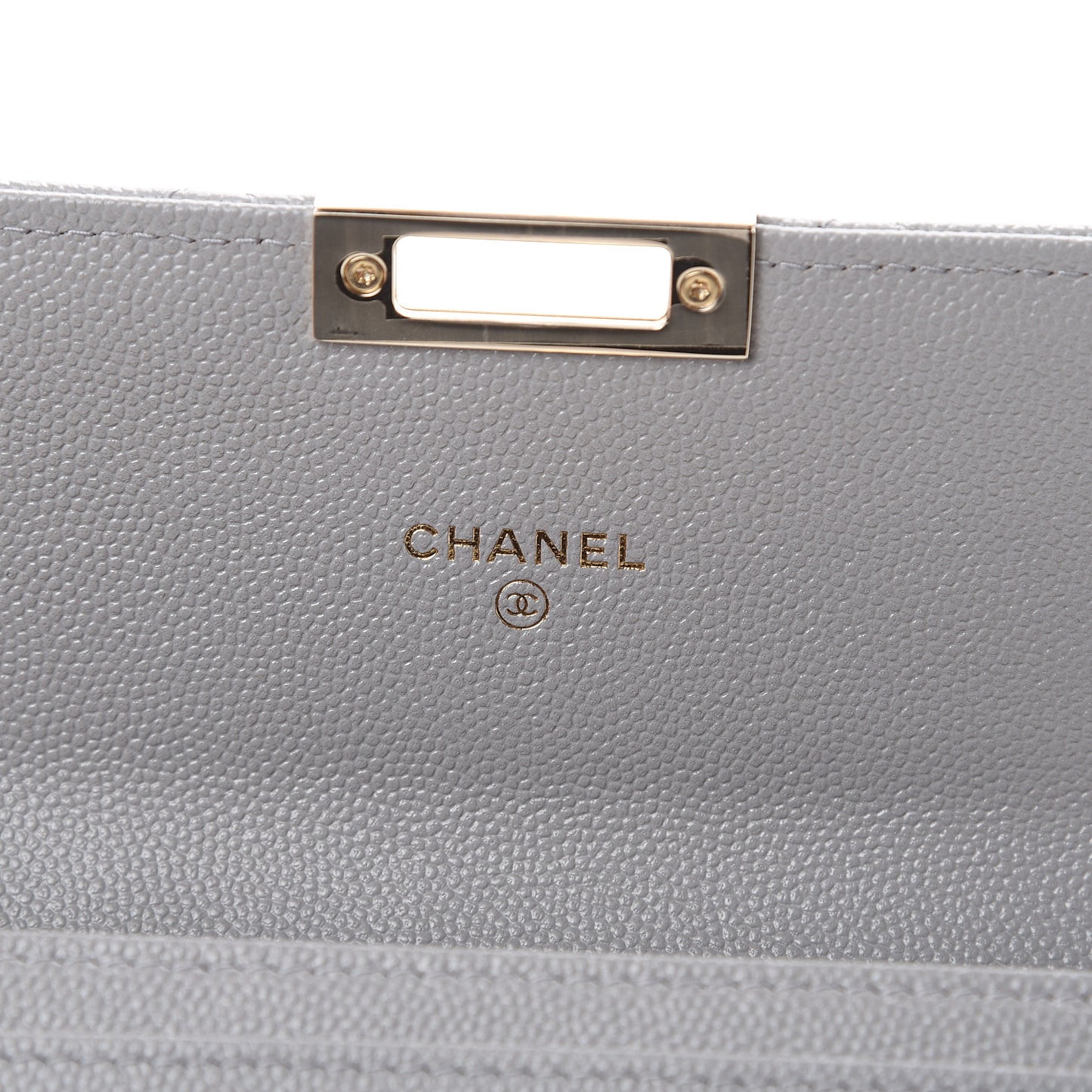 Caviar Quilted Large Golden Class Gusset Flap Wallet Grey