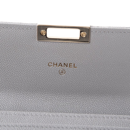 Chanel Caviar Quilted Large Golden Class Gusset Flap Wallet Grey 5 of 9