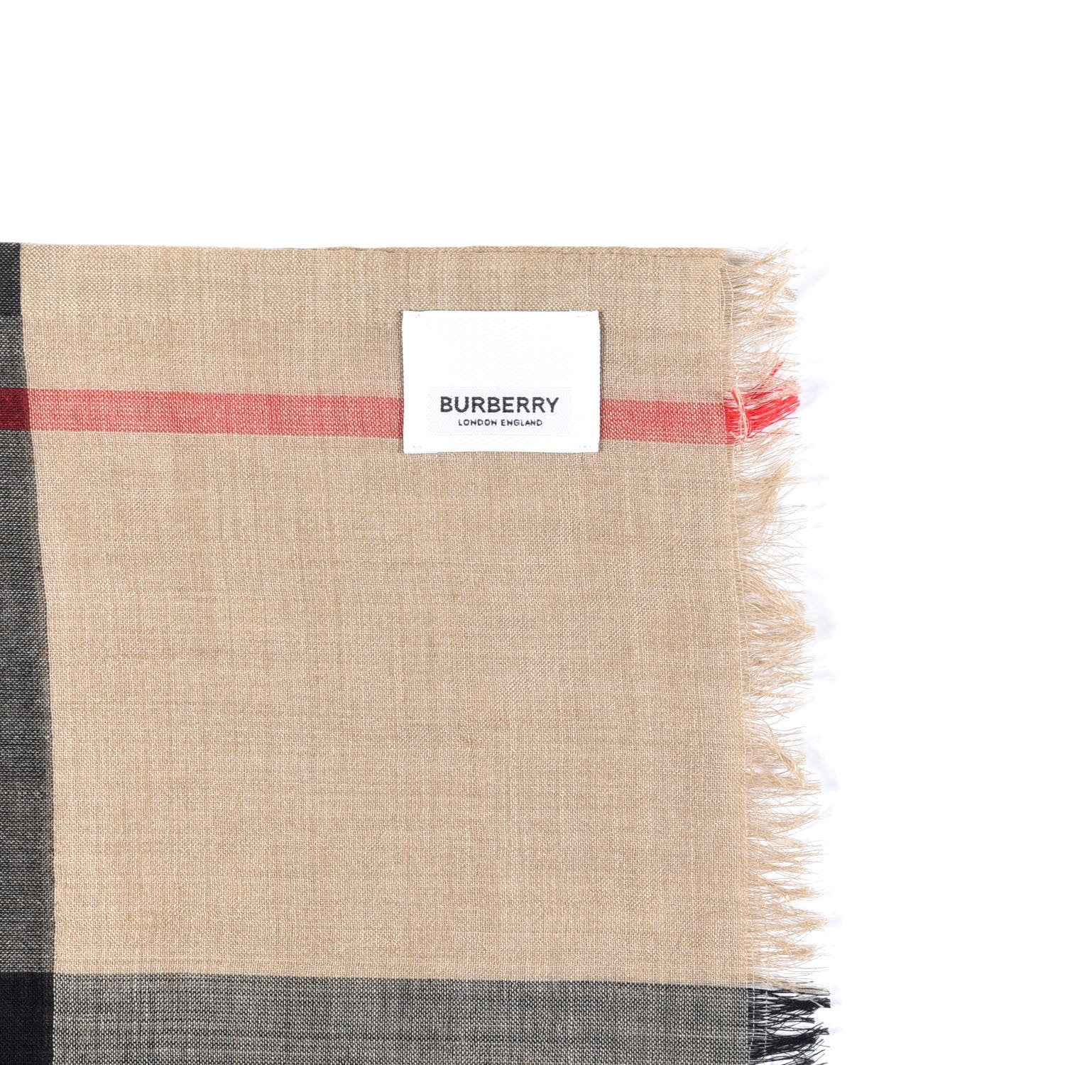 Burberry Linen Giant Check Lightweight Scarf Camel 3 of 4