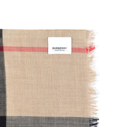 Burberry Linen Giant Check Lightweight Scarf Camel 3 of 4
