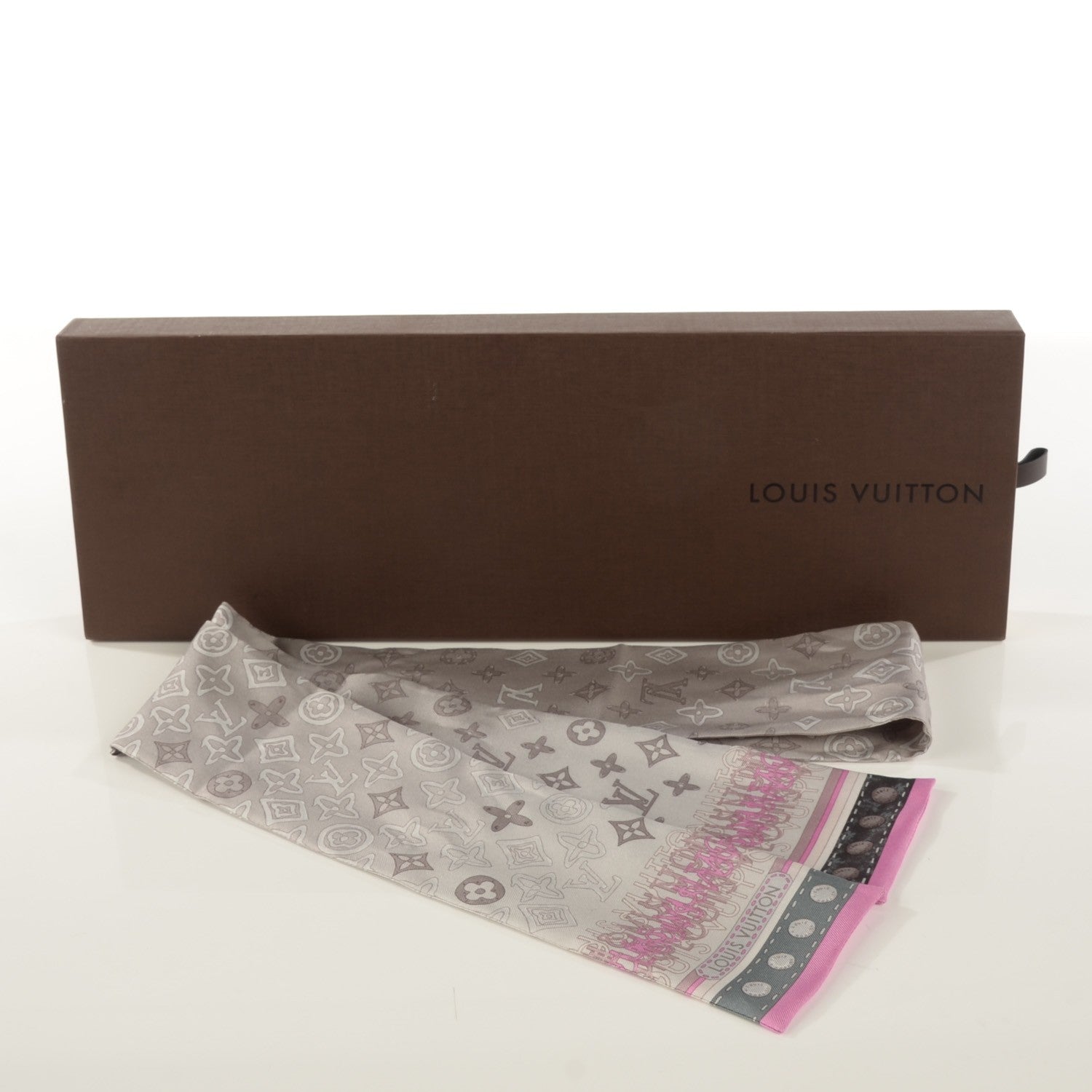 Louis Vuitton Silk Monogram Map Bandeau Pearl Pink 3 of 4