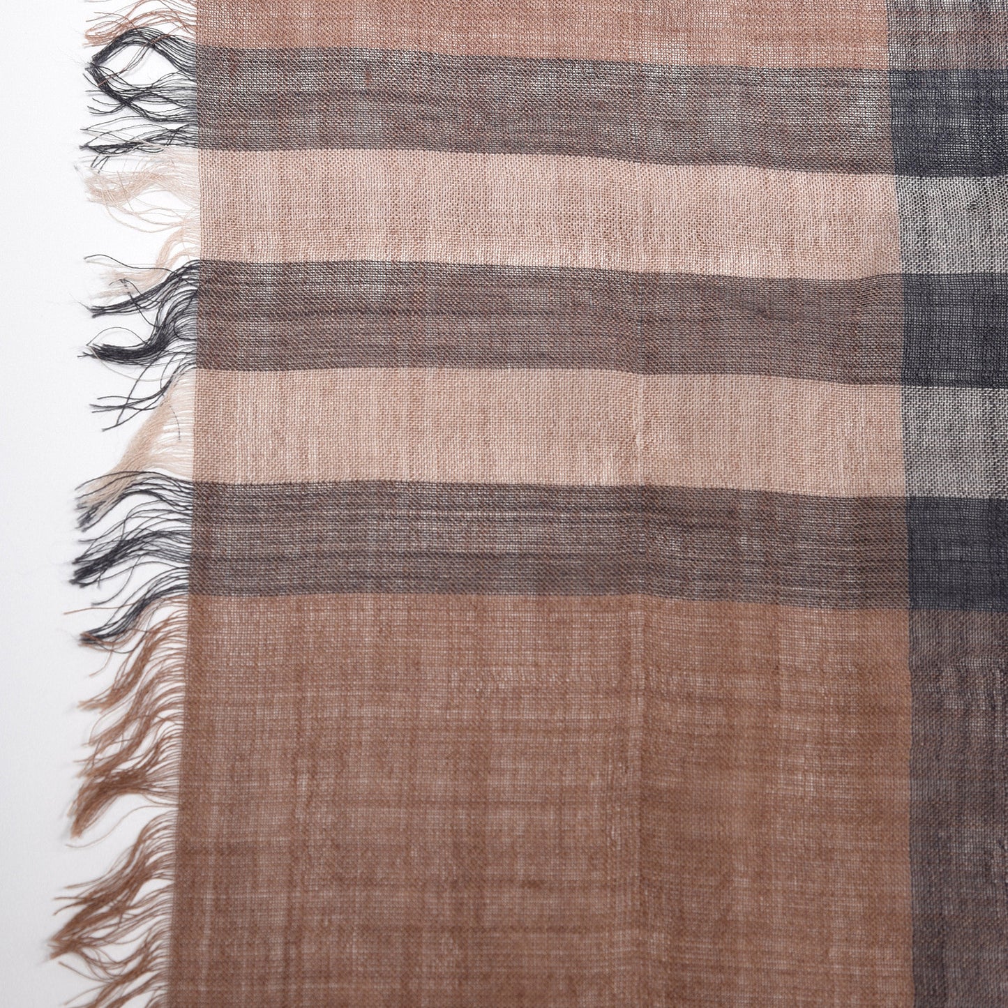Wool Silk Gauze Ombre Giant Check Scarf Trench