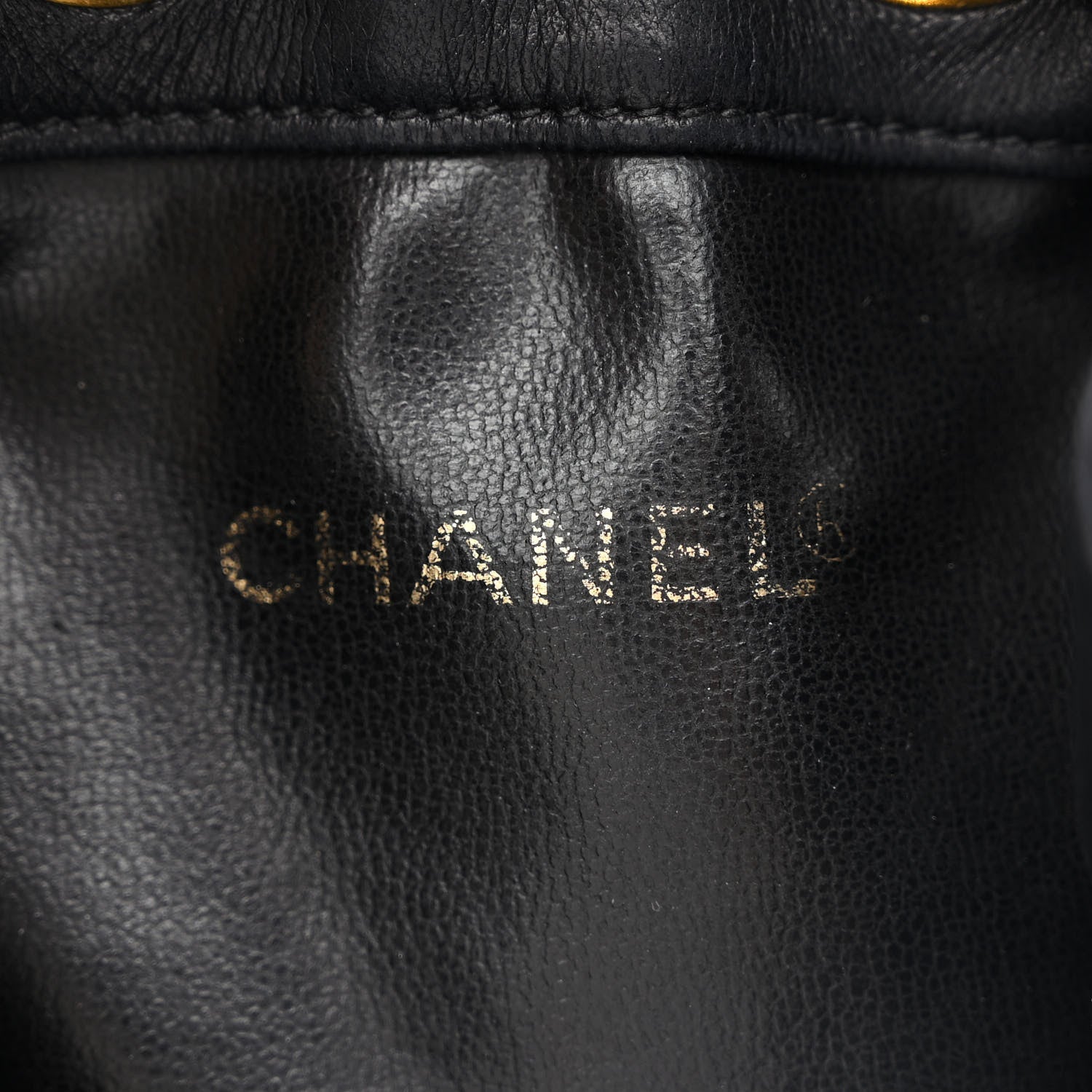 Chanel Lambskin CC Stitched Drawstring Bucket Bag Black 6 of 10