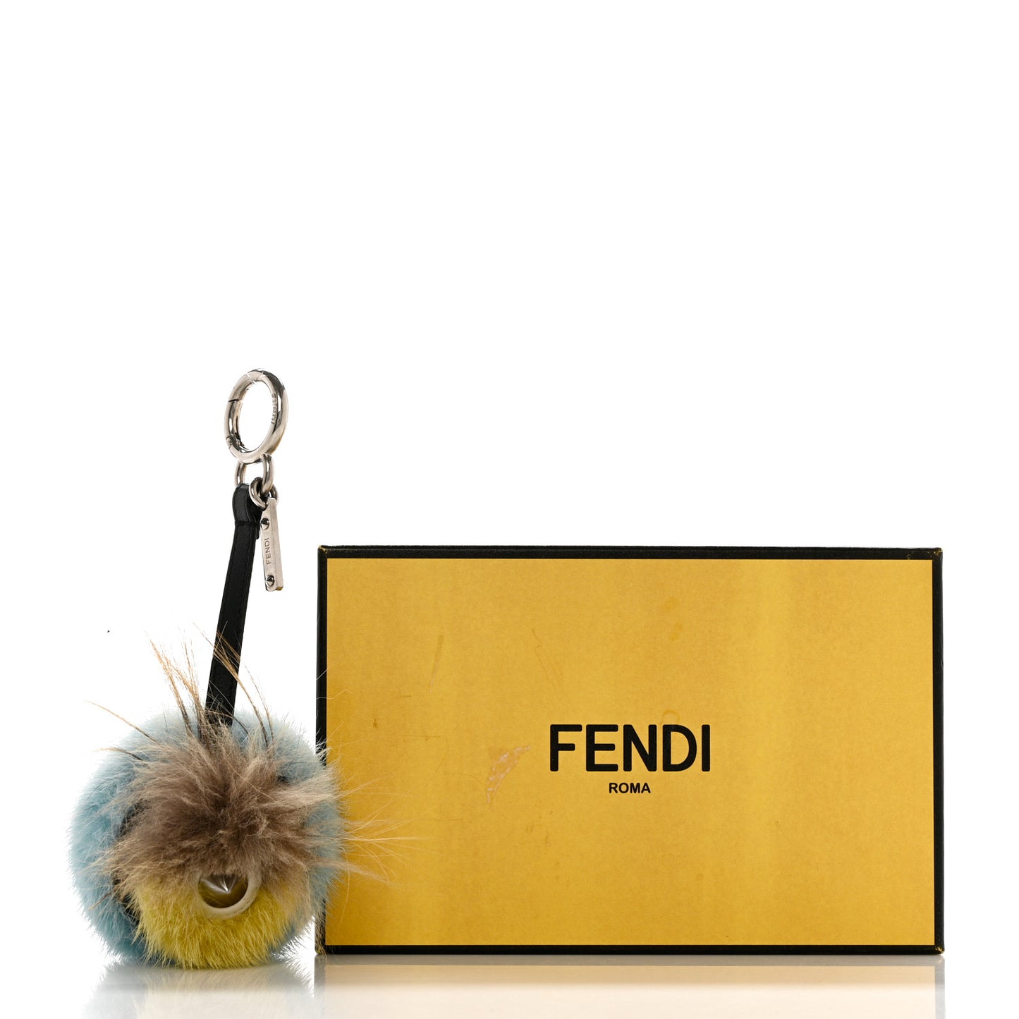 Mink Fox Fur QuTweet Softweet Bag Bug Charm Azzurro