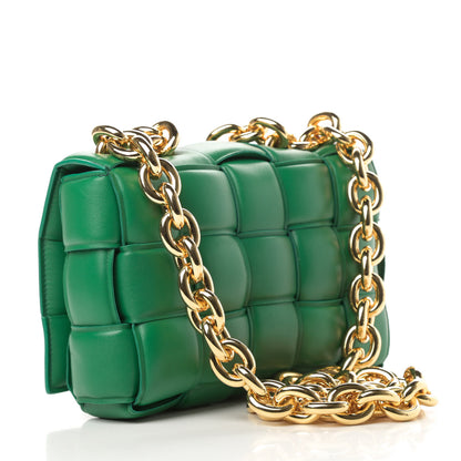 Bottega Veneta Lambskin Maxi Intreccio Padded Chain Cassette Crossbody Bag Racing Green 3 of 12
