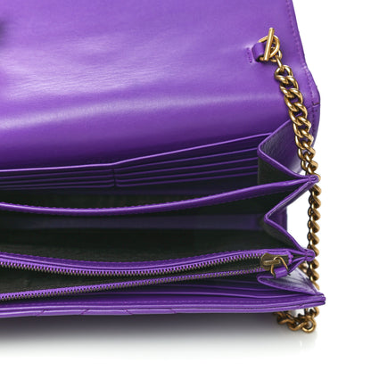 Gucci Calfskin Matelasse GG Marmont Chain Wallet Shine Purple 5 of 12