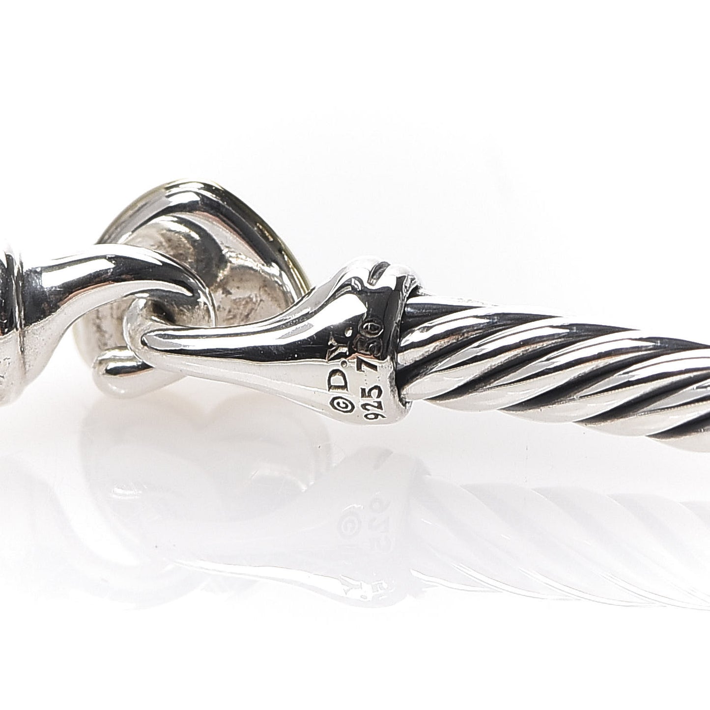 Sterling Silver 18K Yellow Gold 3mm Cable Collectibles Heart Bracelet