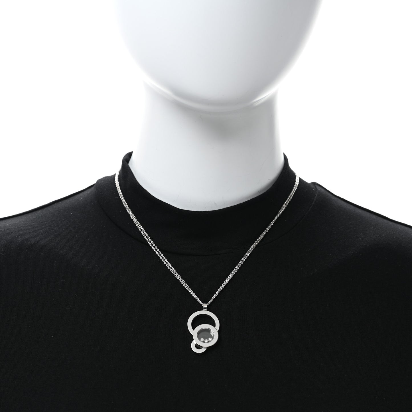 18K White Gold 3 Diamond Happy Bubbles Pendant Necklace
