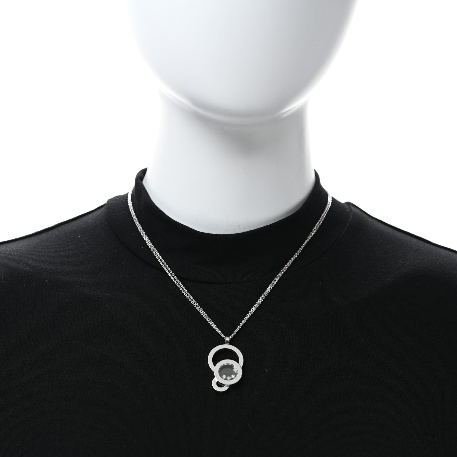 Chopard 18K White Gold 3 Diamond Happy Bubbles Pendant Necklace 2 of 4