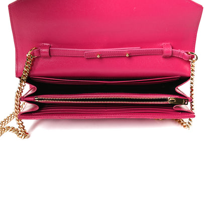 Saint Laurent Grain De Poudre Matelasse Chevron Monogram Chain Wallet Bubblegum 5 of 12