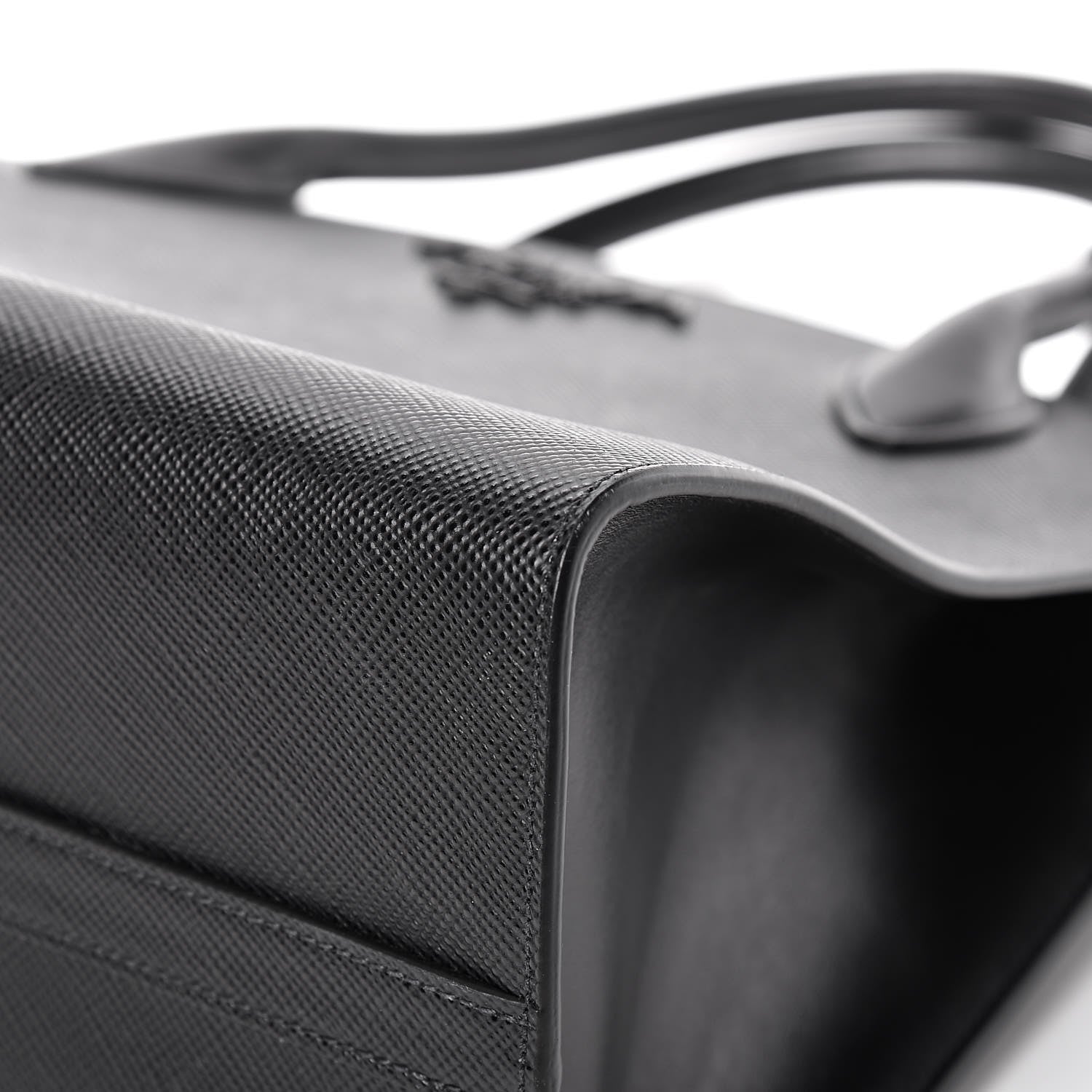 Prada Saffiano Cuir Calfskin Large Monochrome Top Handle Tote Black 12 of 13