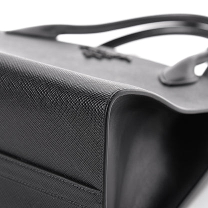 Prada Saffiano Cuir Calfskin Large Monochrome Top Handle Tote Black 12 of 13
