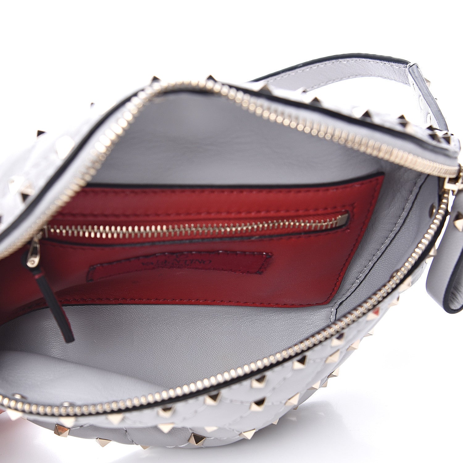 Valentino Garavani Nappa Rockstud Spike Belt Bag 95 Pastel Grey 4 of 10