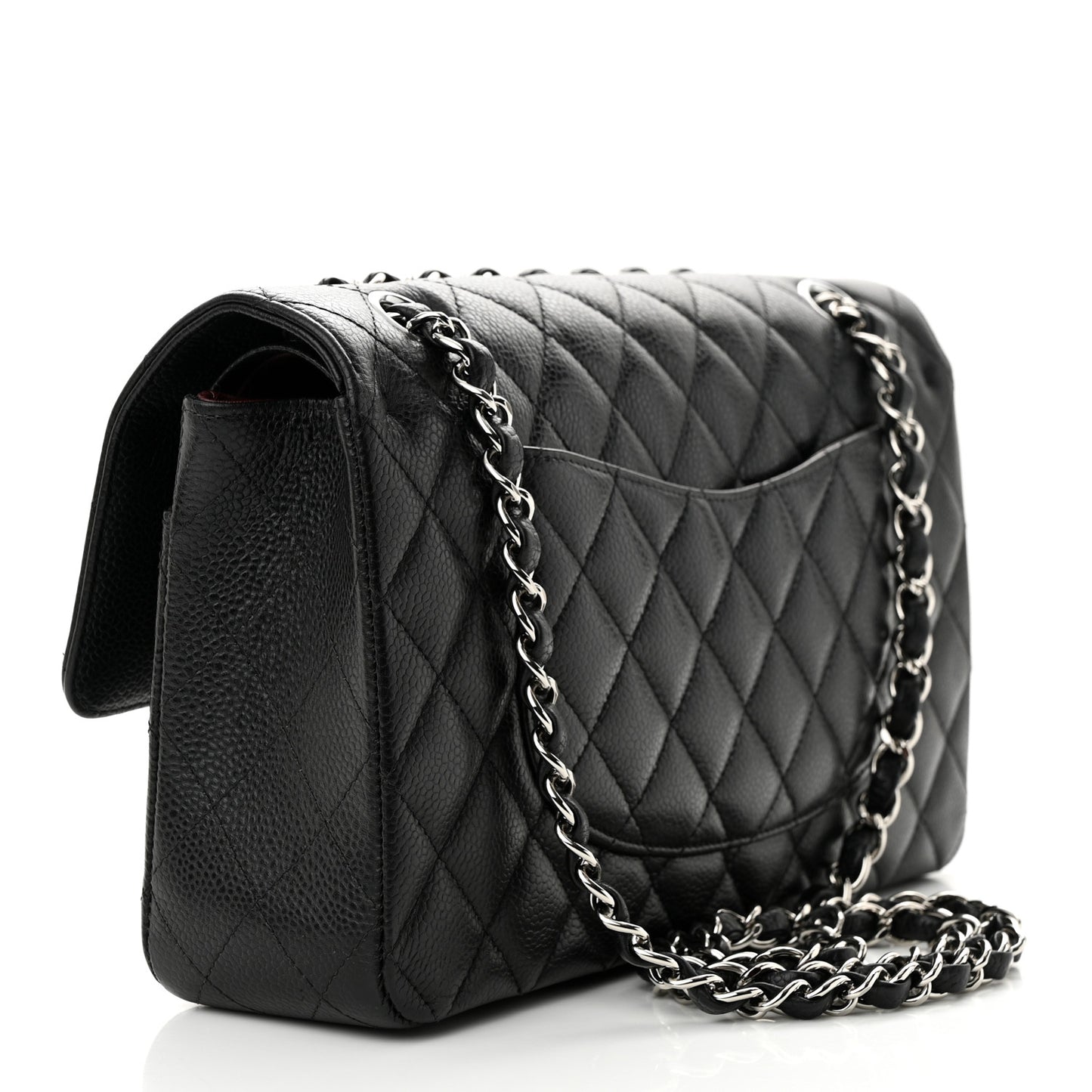 Caviar Quilted Medium Double Flap Black