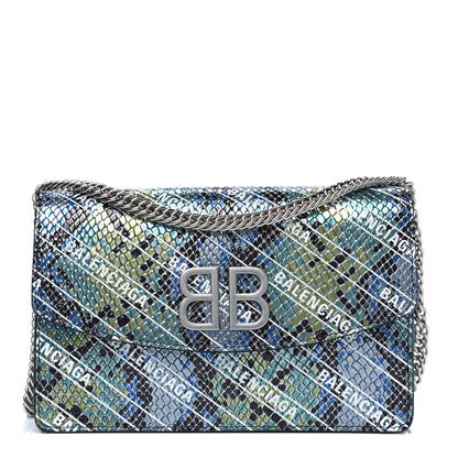 Balenciaga Metallic Calfskin Snake Effect Diagonal Logo BB Wallet On Chain Multicolor 1 of 4