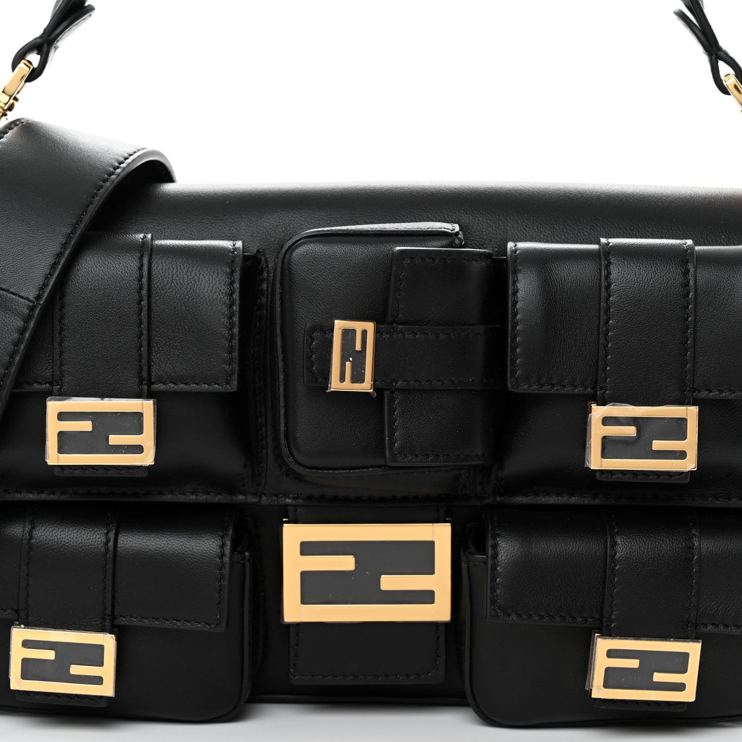 Shiny Nappa Multipocket Baguette Black